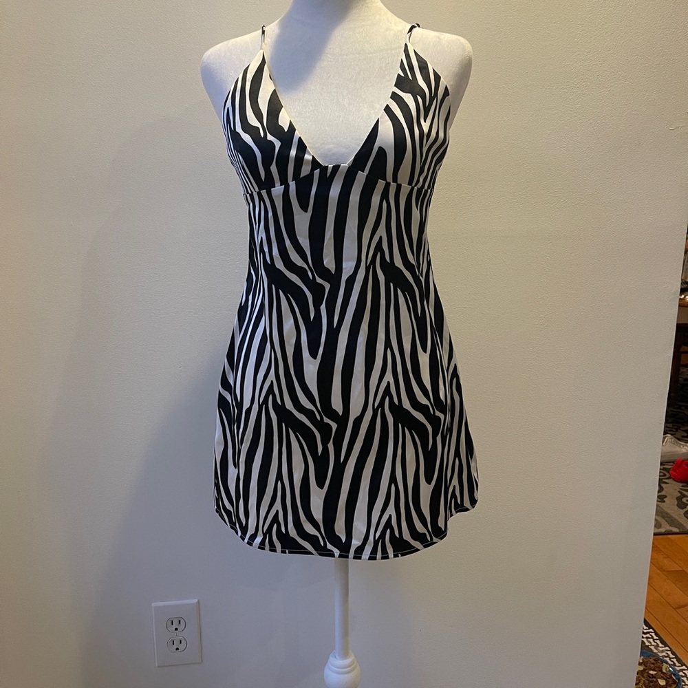 Zebra Print Strappy Dress